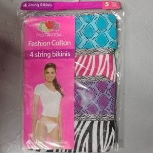 Fruit of the Loom Fashion Cotton String Bikinis - Blue, Pink, Purple, Black